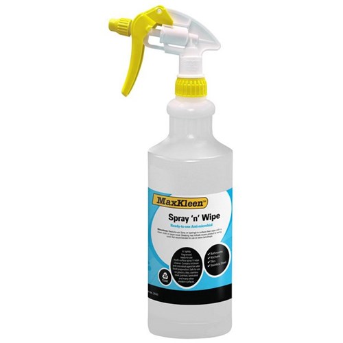 MaxKleen Spray n Wipe Empty Trigger Spray Bottle Kit 1L