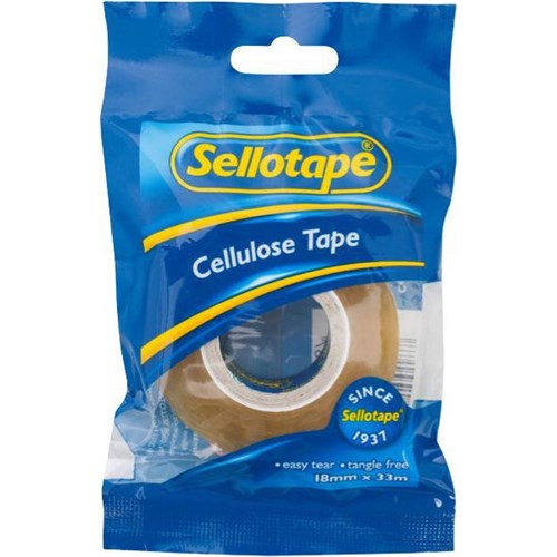 Sellotape 1100 Cellulose Tape 18mm x 33m Clear