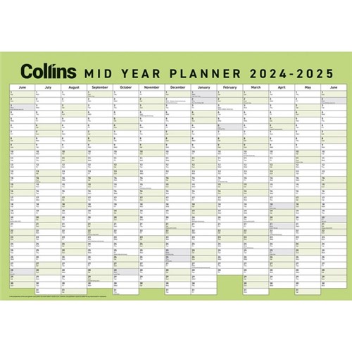Collins A2 Mid Year Planner 1 June 2024 to 30 June 2025