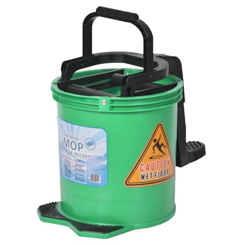 Pure Clean Premium Plastic Wringer Bucket 16L Green