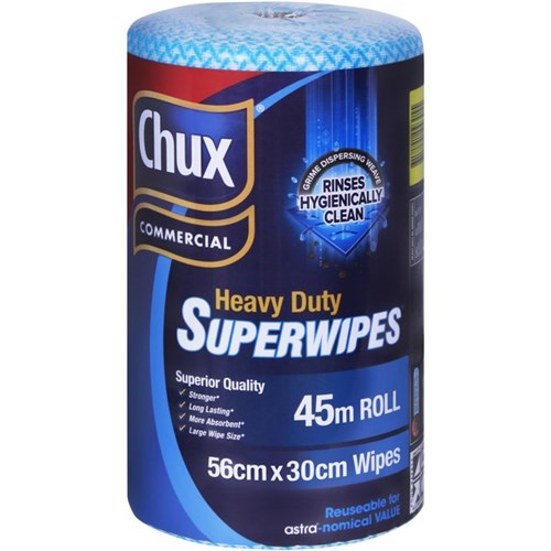 Chux Heavy Duty Superwipes Perforated Blue 45m Roll