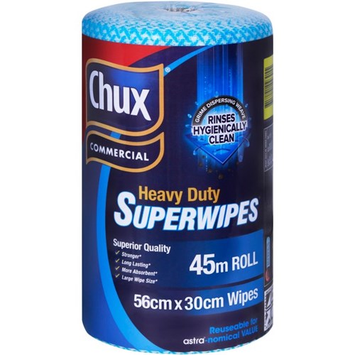 Chux Heavy Duty Superwipes Perforated Blue 45m Roll