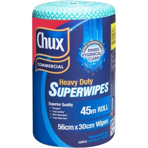 Chux Heavy Duty Wipes Green 45m Roll OfficeMax NZ