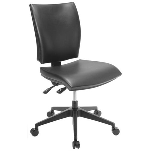 Edge Chair Mid Back 3 Levers Black Leather
