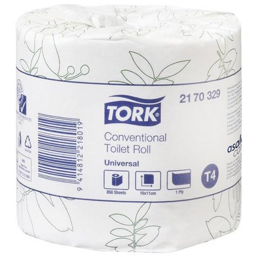 Tork T4 Universal Toilet Tissue 1 Ply 850 Sheets 2170329, Carton of 48