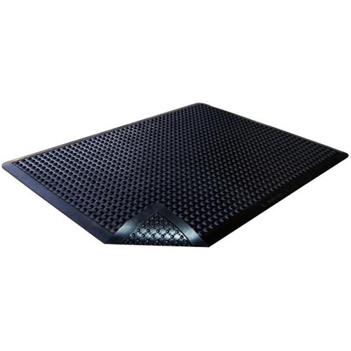 O-Zone Anti-Fatigue Mat Domed Rubber Black 1195x905x16mm