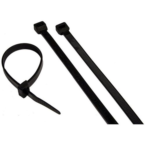 Plastic Cable Ties 200x4.8mm Black, Pack of 100
