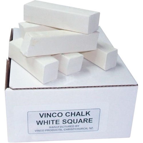 Vinco Giant Square Marking Chalk Sticks 80x20mm White, Box of 36