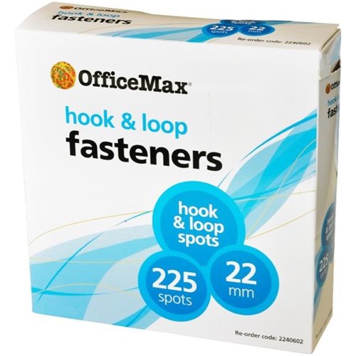 OfficeMax Hook & Loop Fasteners Spot White 22mm, Box of 225