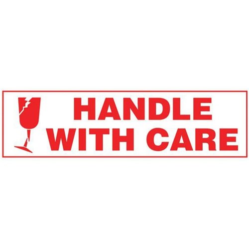 Shipping Label Handle With Care 30x127mm Red on White, Box of 250