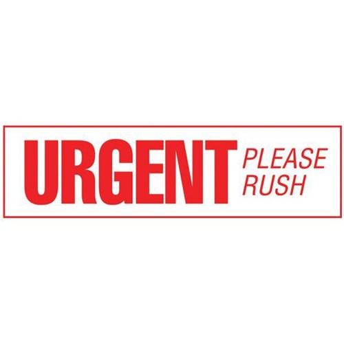 Shipping Label Urgent Please Rush 30x127mm Red on White, Box of 250