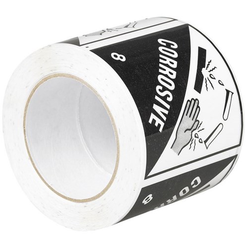 RIPA Shipping Label Corrosive 8 96x100mm Black on White, Roll of 500