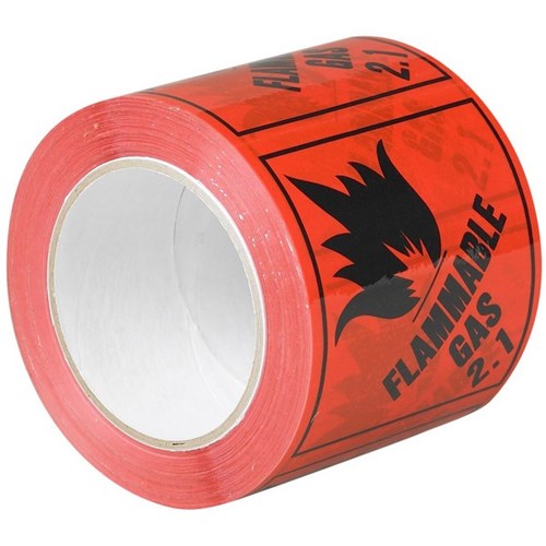 RIPA Shipping Label Flammable Gas 2.1 96x100mm Black on Red, Roll of 500