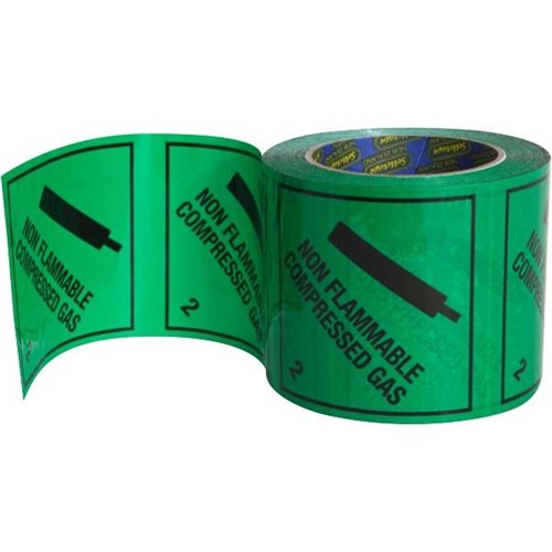 RIPA Shipping Label Non Flammable Compressed Gas 2 96x100mm Black on Green, Roll of 500