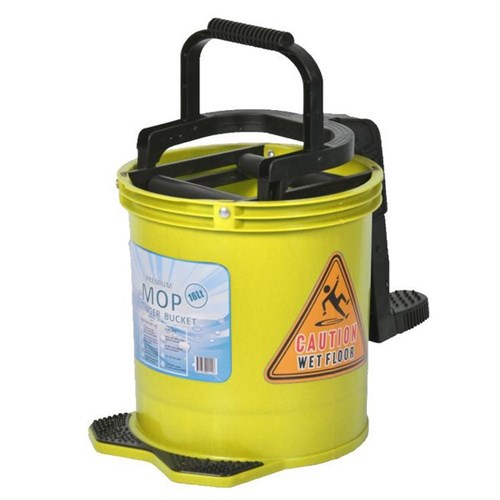 Pure Clean Premium Plastic Wringer Bucket 16L Yellow