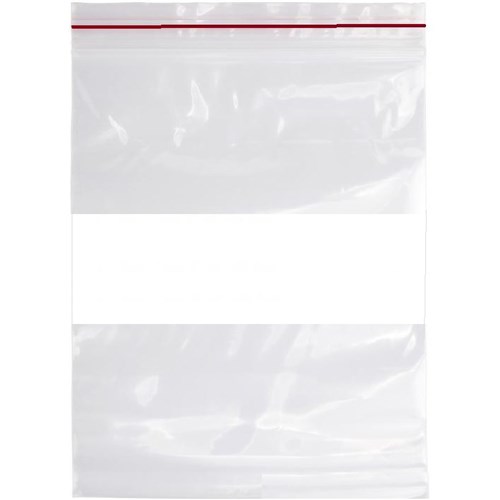 Resealable Plastic Bags Write On Panel 75x100mm Clear, Pack of 100