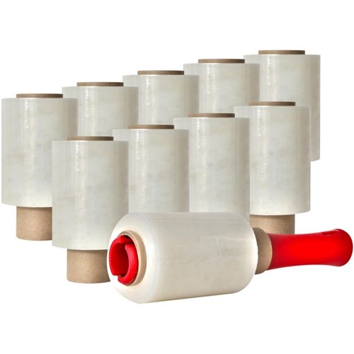 Blown Bundle Wrap Film & Dispenser 100mm x 150m 20 Micron Clear, Pack of 10 Rolls