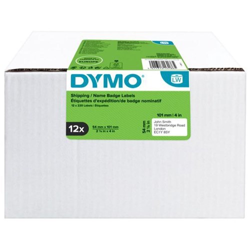 Dymo LabelWriter Shipping Labels 54x101mm White, Carton of 12