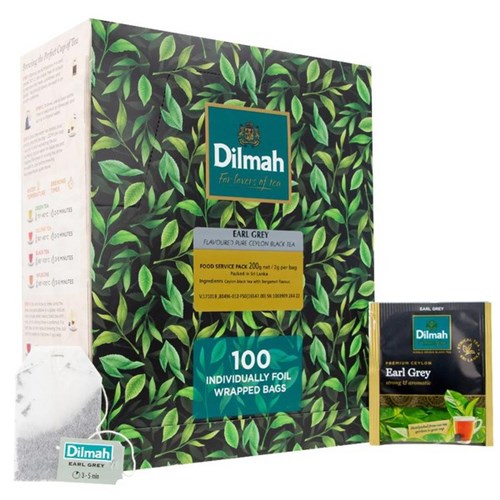 Dilmah Earl Grey Foil Enveloped Tea Bags, Box of 100