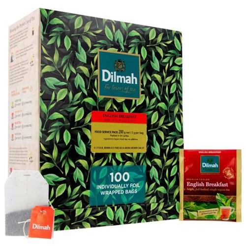 Dilmah English Breakfast Foil Enveloped Tea Bags, Box of 100
