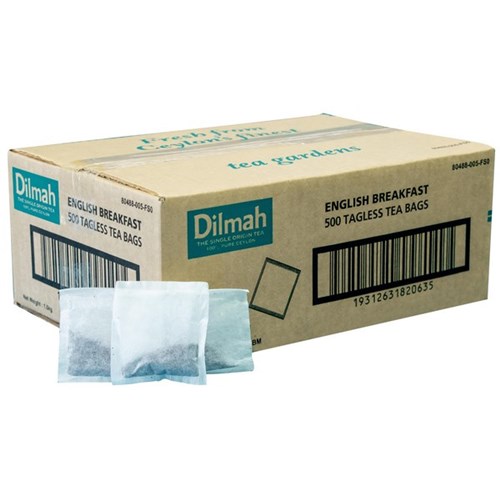 Dilmah English Breakfast Tagless Unwrapped Tea Bags, Box of 500