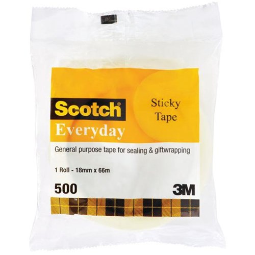 3M™ Scotch® 502 Sticky Tape 18mm x 66m Clear