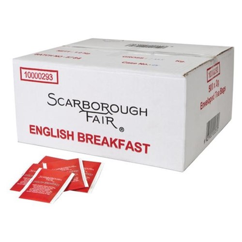 Scarborough Fair Fairtrade English Breakfast Enveloped Tea Bags, Box of 500