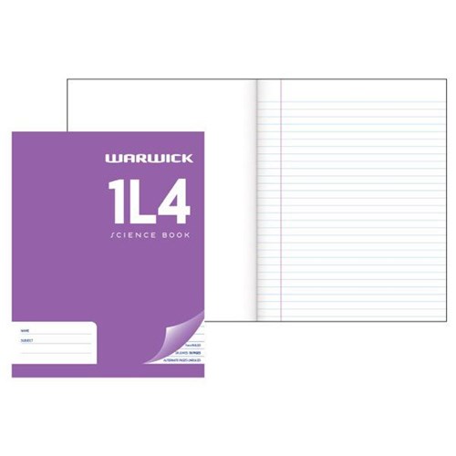 Warwick 1L4 Science Exercise Book 7mm Ruled & Blank 28 Leaves