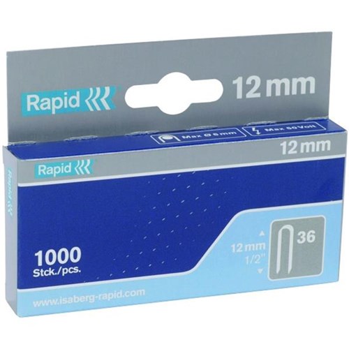 Rapid Staples 36/12 12mm, Box of 1000