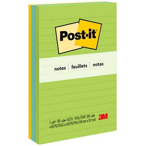 Post-it® Notes 660 Lined 98x149mm Floral Fantasy, Pack of 3