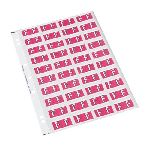 Codafile Alphabetical Letter F Labels 162555 25mm Pink, Sheet of 40