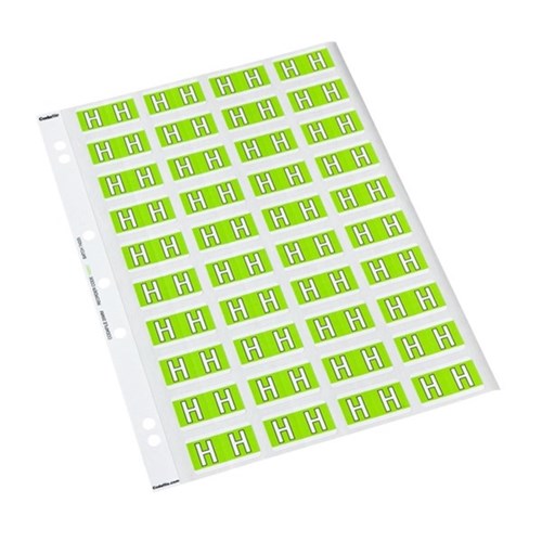 Codafile Alphabetical Letter H Labels 162557 25mm Light Green, Sheet of 40