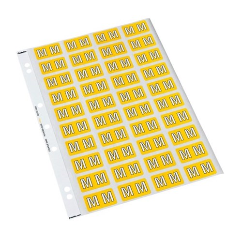 Codafile Alphabetical Letter M Labels 162562 25mm Yellow, Sheet of 40