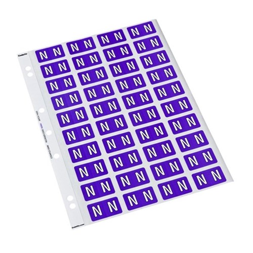 Codafile Alphabetical Letter N Labels 162564 25mm Purple, Sheet of 40