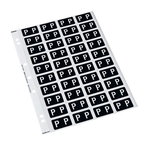 Codafile Alphabetical Letter P Labels 162566 25mm Grey, Sheet of 40