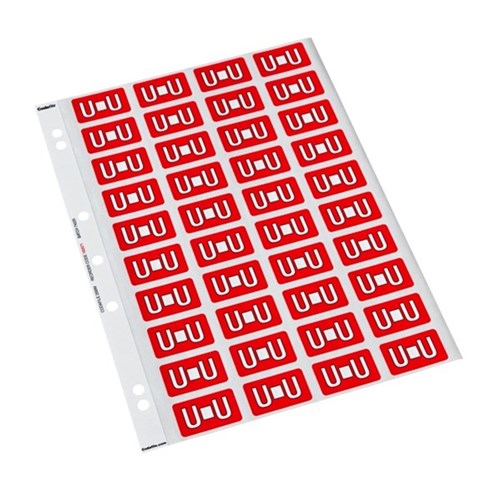 Codafile Alphabetical Letter U Labels 162571 25mm Red, Sheet of 40