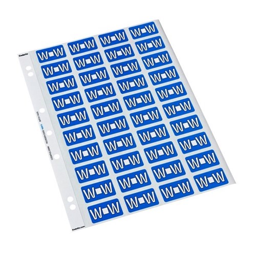 Codafile Alphabetical Letter W Labels 162573 25mm Blue, Sheet of 40