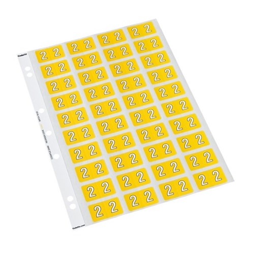Codafile Numbers 2 Labels 162502 25mm Yellow, Sheet of 40