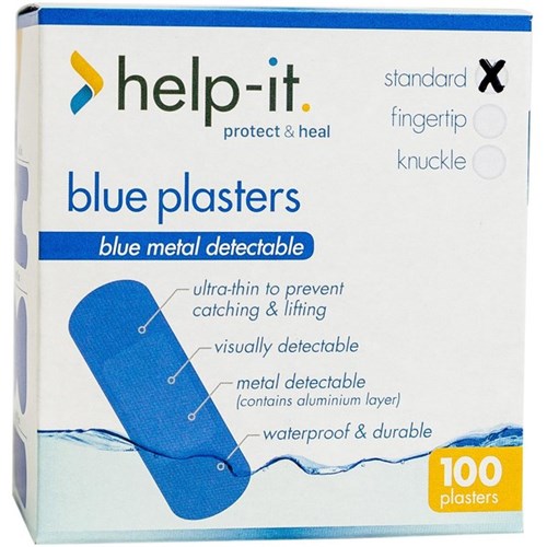 Help-It Metal Detectable Plasters 72x25mm Blue, Pack of 100