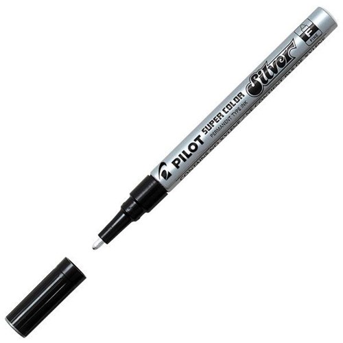 Pilot Super Colour Silver Permanent Marker Fine Tip