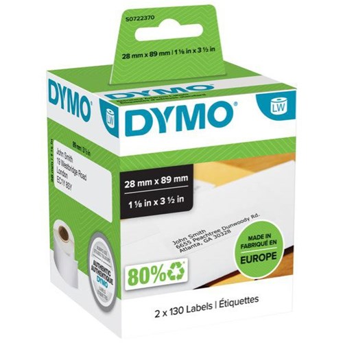 Dymo LabelWriter Address Labels 99010 28x89mm White, Box of 260