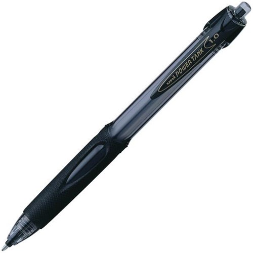 uni Power Tank Black Retractable Ballpoint Pen 1.0mm Medium Tip