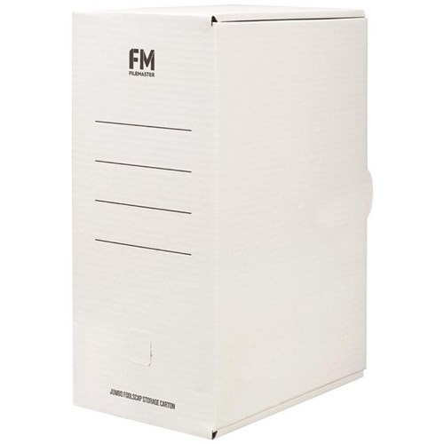 FM Storage Box File Foolscap Files Jumbo 370x245x160mm White
