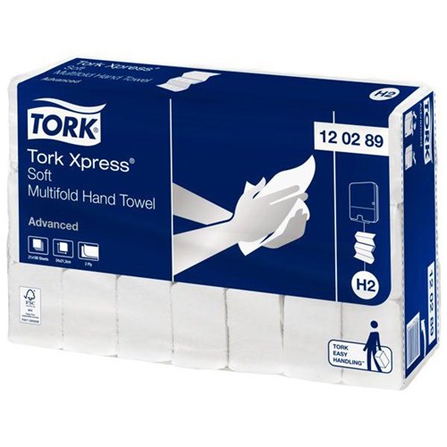 Tork H2 Xpress Advanced Soft Multifold Hand Towel 2 Ply 120289, Carton of 21