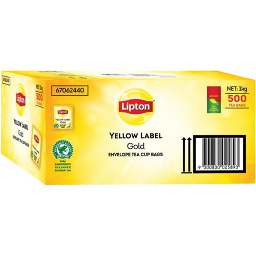 Lipton Yellow Label Gold Enveloped Black Tea Bags, Box of 500