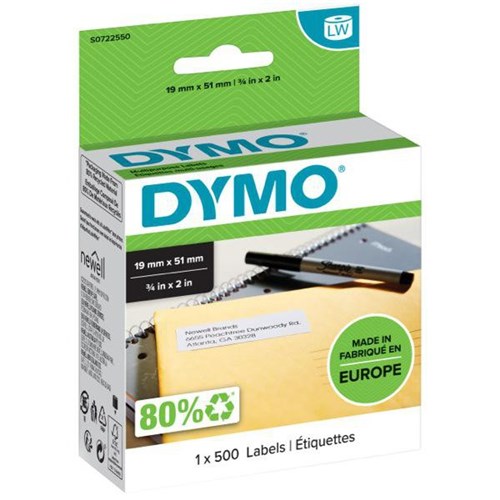 Dymo LabelWriter Multi Purpose Labels 11355 19x51mm White, Box of 500