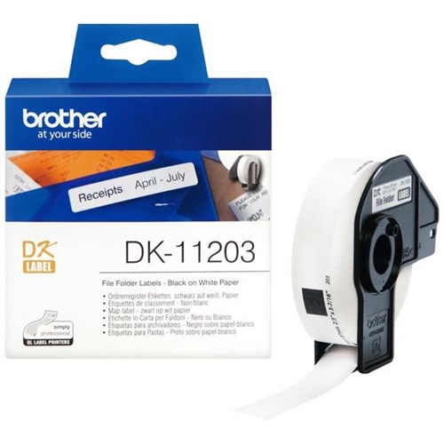 Brother DK-11203 File Folder Labels 17 x 87mm White, Roll of 300