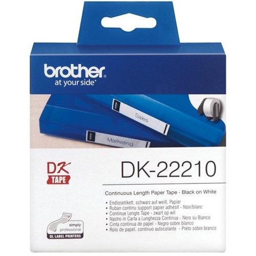 Brother Continuous Paper Label Roll DK-22210 29mm x 30.48m Black on White