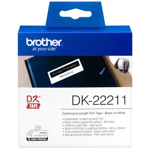 Brother Continuous Film Label Roll DK- 22211 29mm x 15.24m Black on White