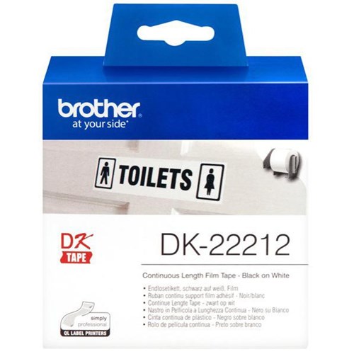 Brother Continuous Film Label Roll DK- 22212 62mm x 15.24m Black on White